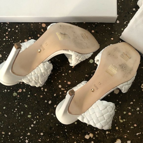 RAYE Jordan Heels White Woven Leather Square Toe Revolve 7.5 $228 - Picture 7 of 8